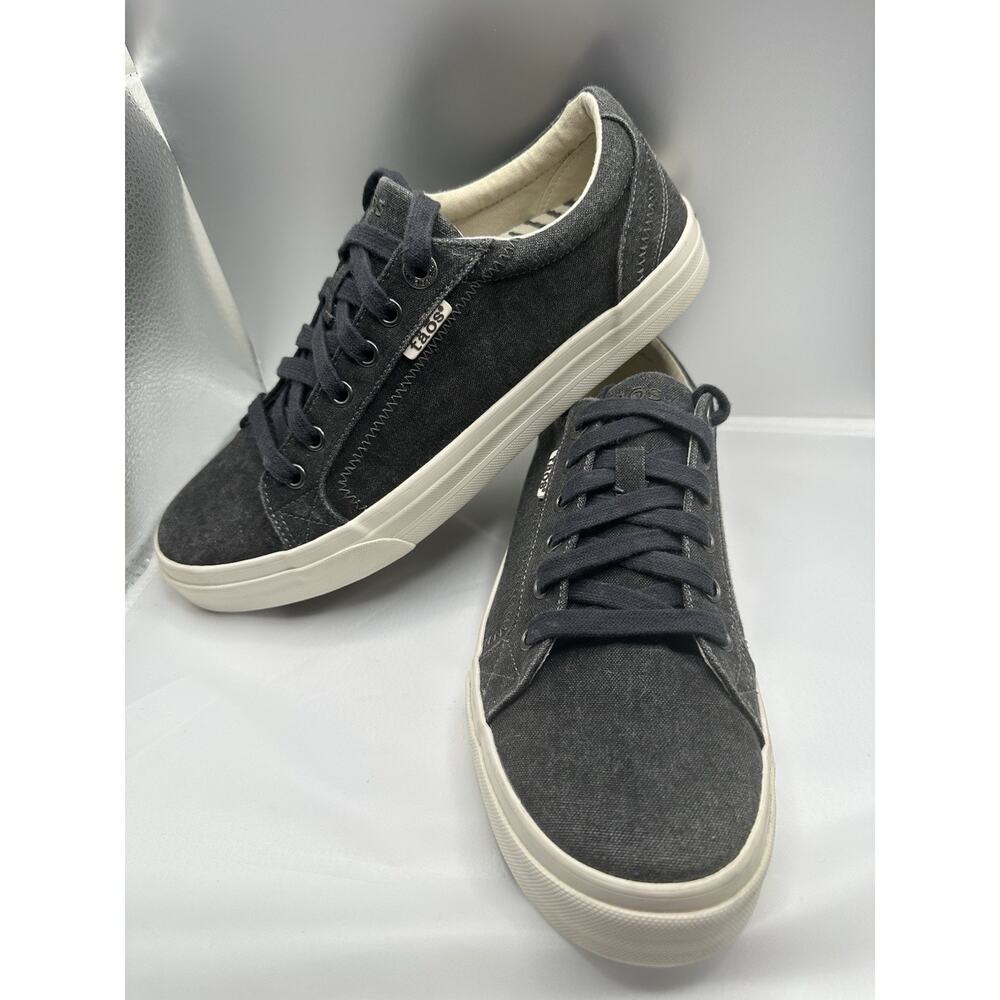 Taos Women's Plim Soul Sz 9.5 Black Canvas Lace Up Sneaker Charcoal